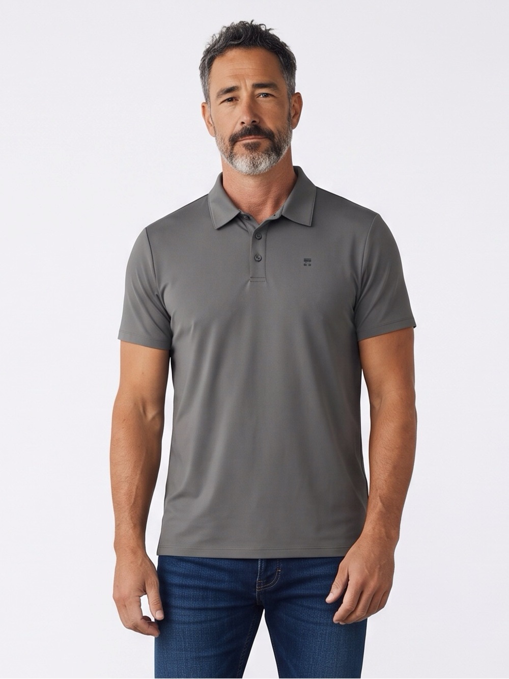 Tommy John Men's ‘The Go Anywhere Coll.’ Charcoal Grey Active Polo Size-L EUC